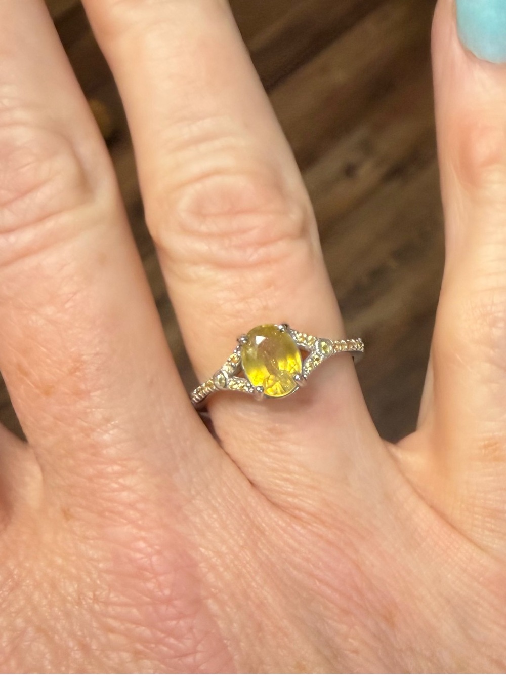 Stunning Natural 2CT Yellow Sapphire 925 Sterling Silver w/ 14K Gold Ring Sz 8 - Picture 2 of 14